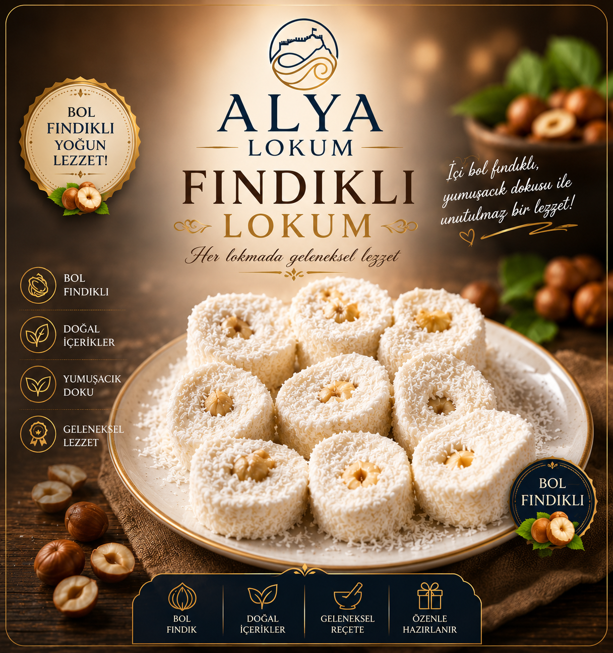 Alya Fındıklı Lokum 1000gr